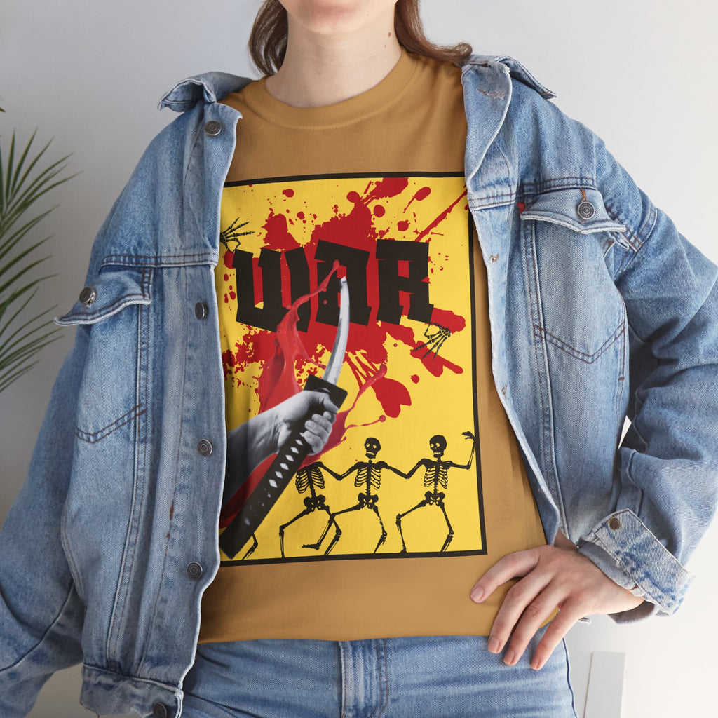 WAR T-Shirt — Retro Protest Graphic Tee ("WAR" Bottle & Skeletons)
