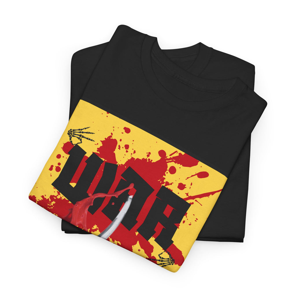 WAR T-Shirt — Retro Protest Graphic Tee ("WAR" Bottle & Skeletons)