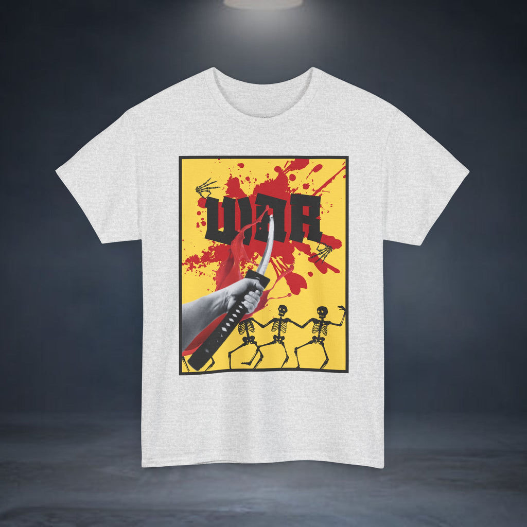 WAR T-Shirt — Retro Protest Graphic Tee ("WAR" Bottle & Skeletons)