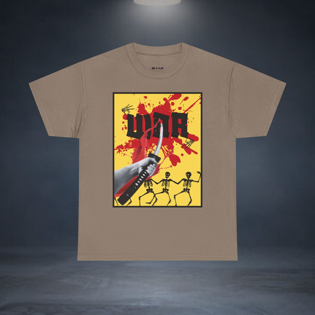 WAR T-Shirt — Retro Protest Graphic Tee ("WAR" Bottle & Skeletons)