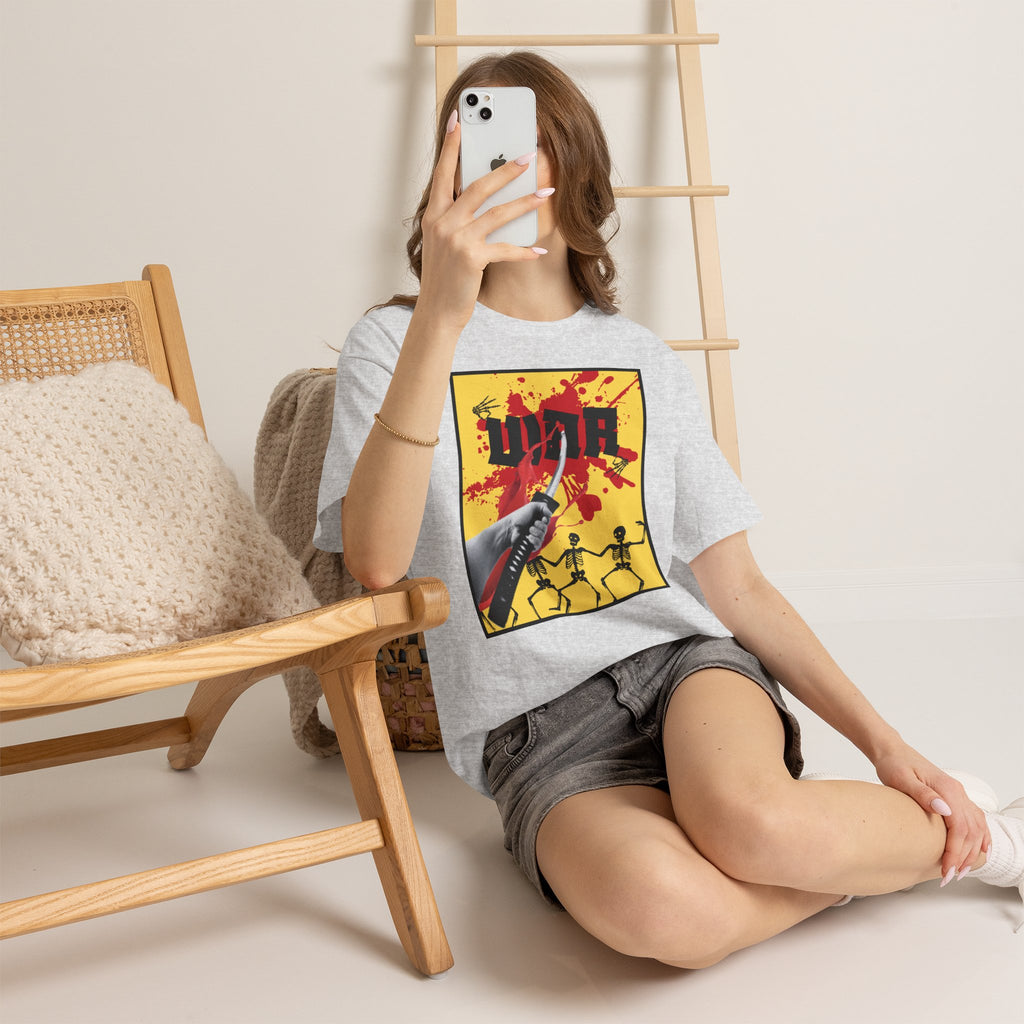 WAR T-Shirt — Retro Protest Graphic Tee ("WAR" Bottle & Skeletons)