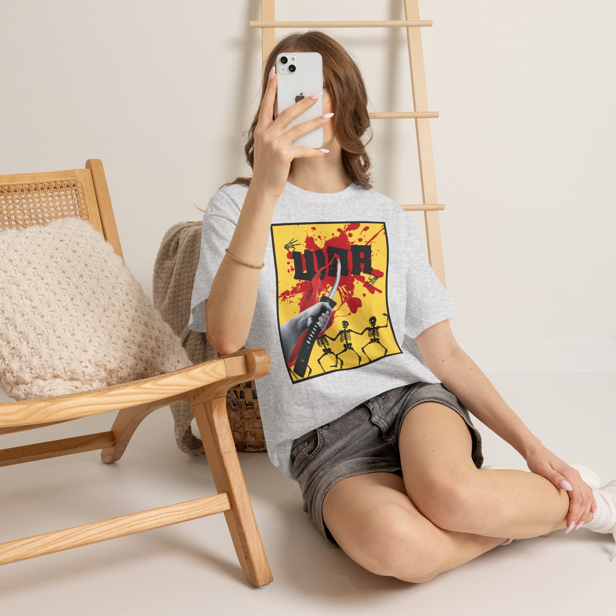 WAR T-Shirt — Retro Protest Graphic Tee ("WAR" Bottle & Skeletons)