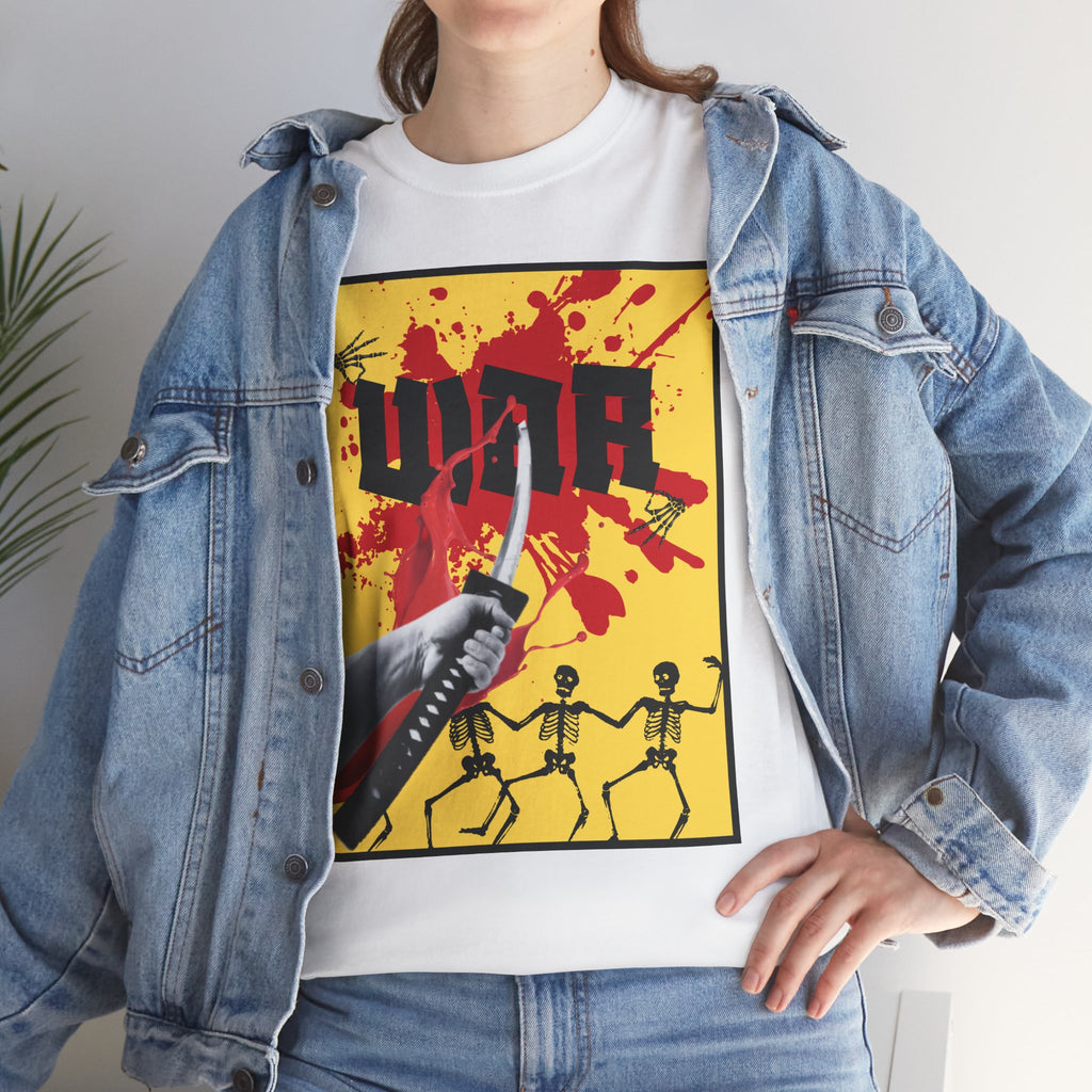 WAR T-Shirt — Retro Protest Graphic Tee ("WAR" Bottle & Skeletons)