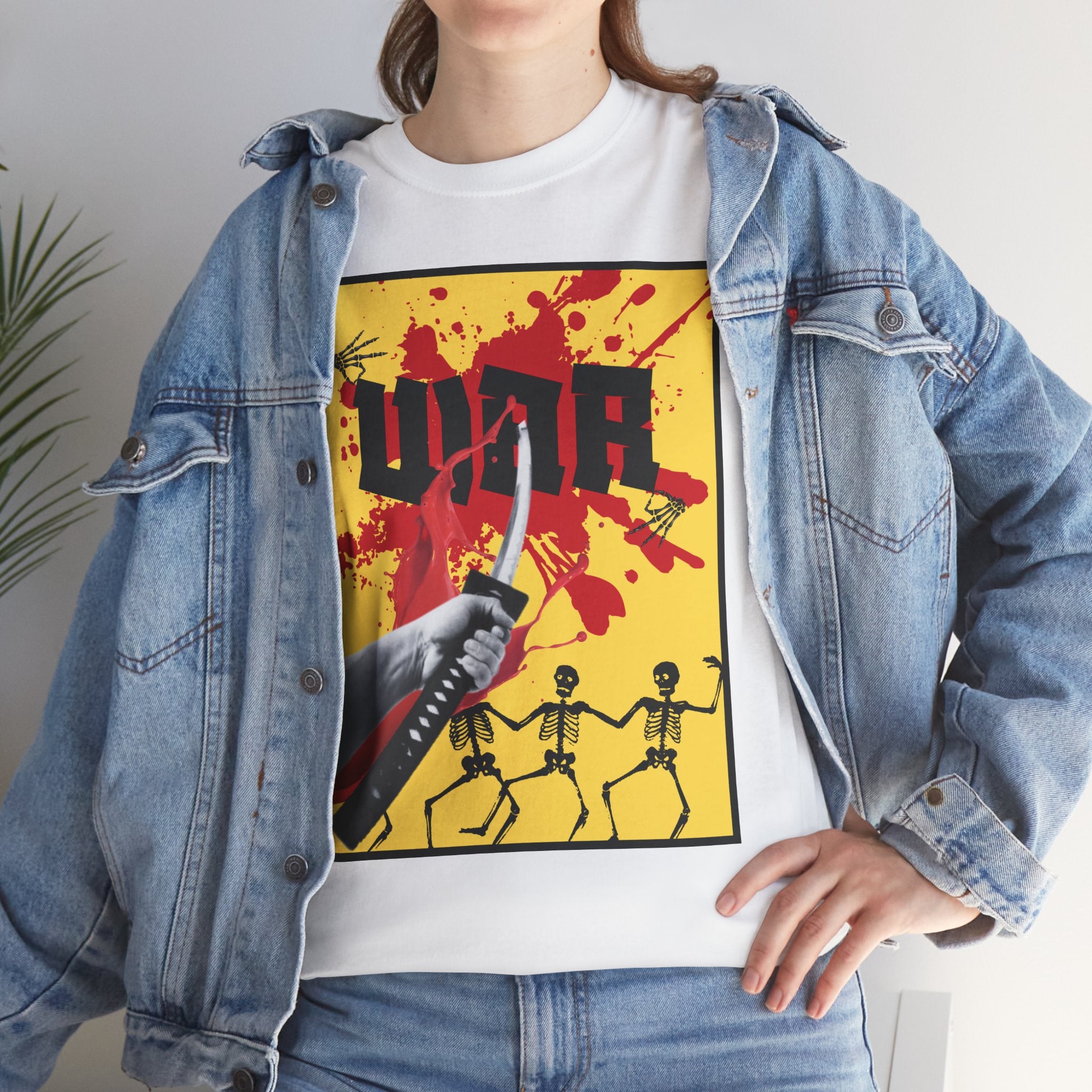 WAR T-Shirt — Retro Protest Graphic Tee ("WAR" Bottle & Skeletons)