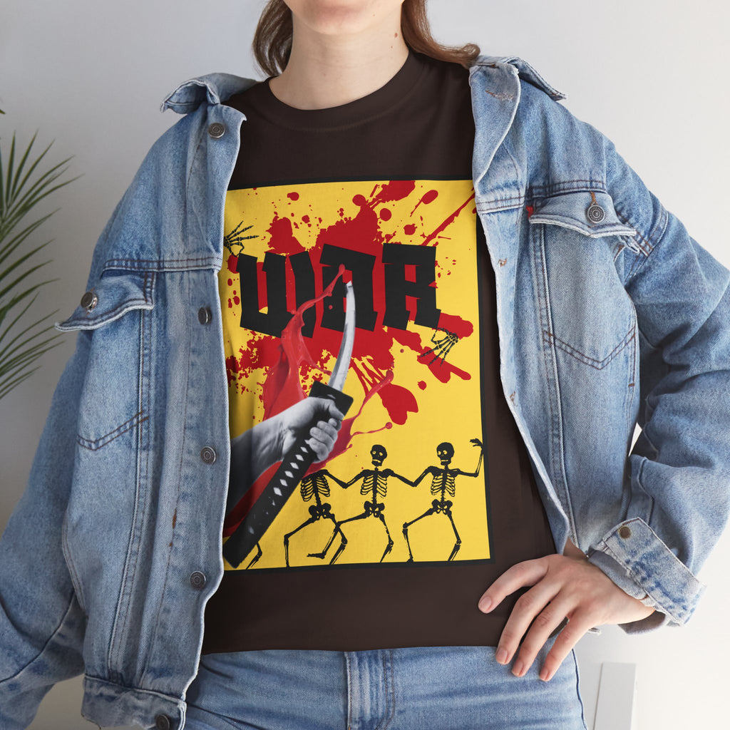 WAR T-Shirt — Retro Protest Graphic Tee ("WAR" Bottle & Skeletons)