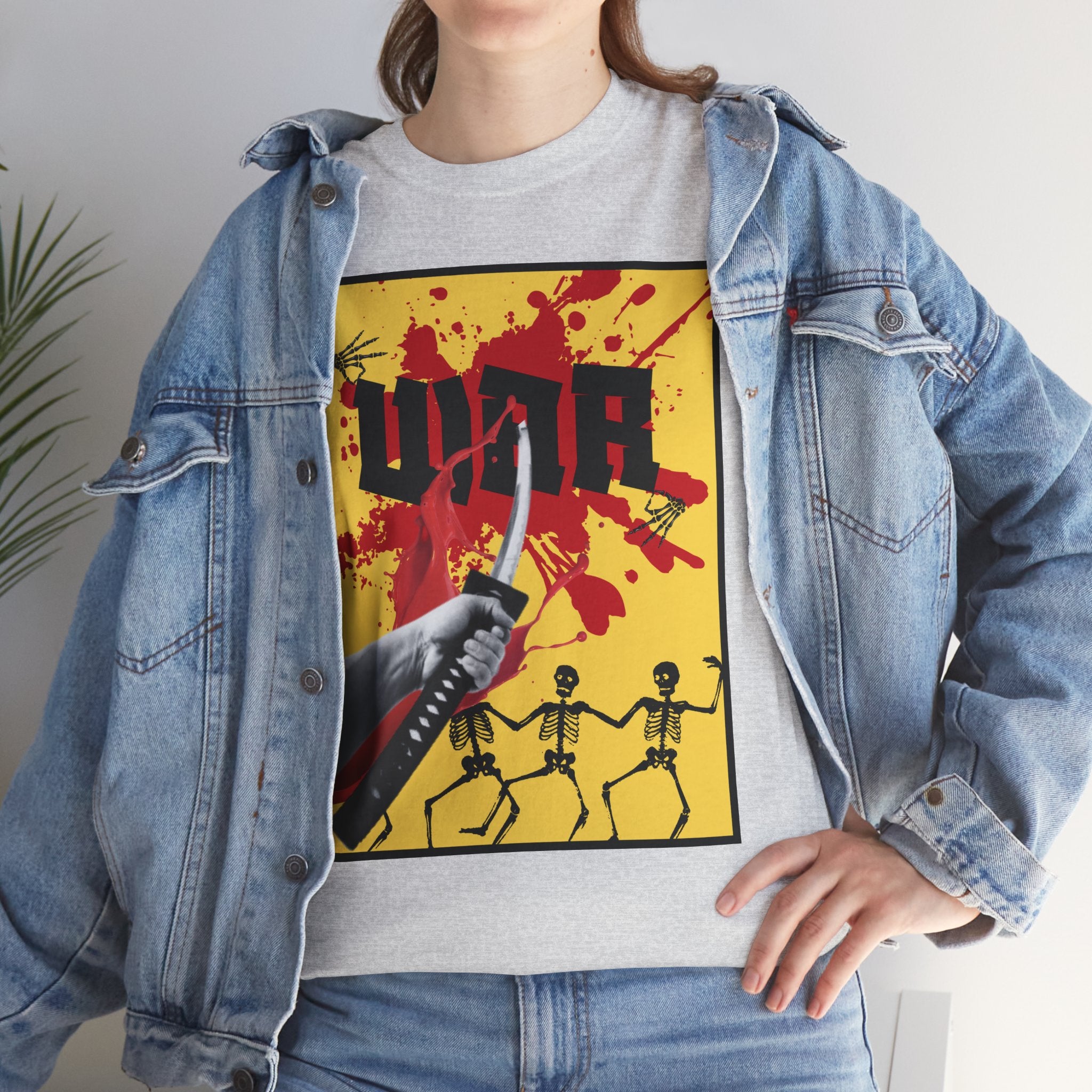 WAR T-Shirt — Retro Protest Graphic Tee ("WAR" Bottle & Skeletons)
