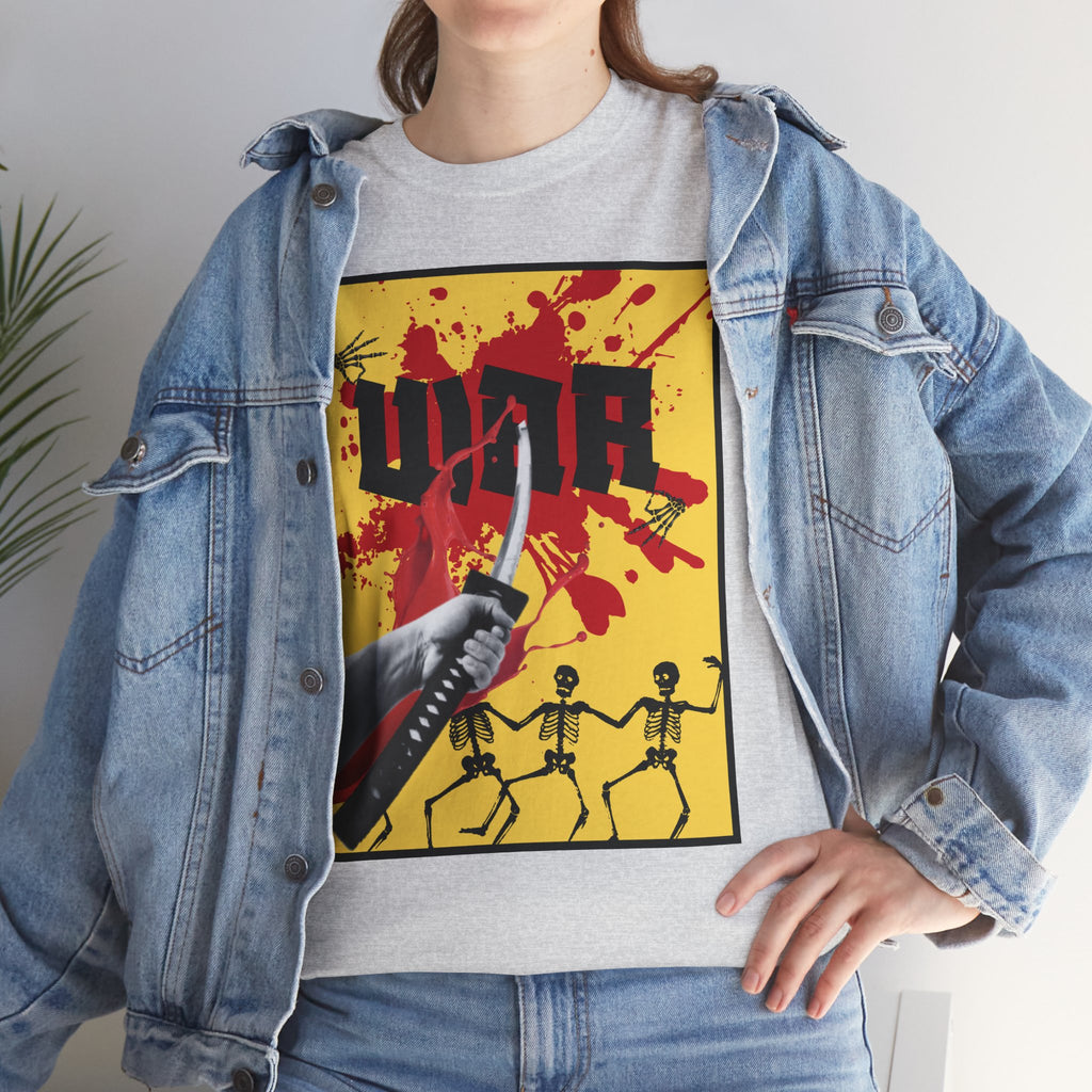 WAR T-Shirt — Retro Protest Graphic Tee ("WAR" Bottle & Skeletons)