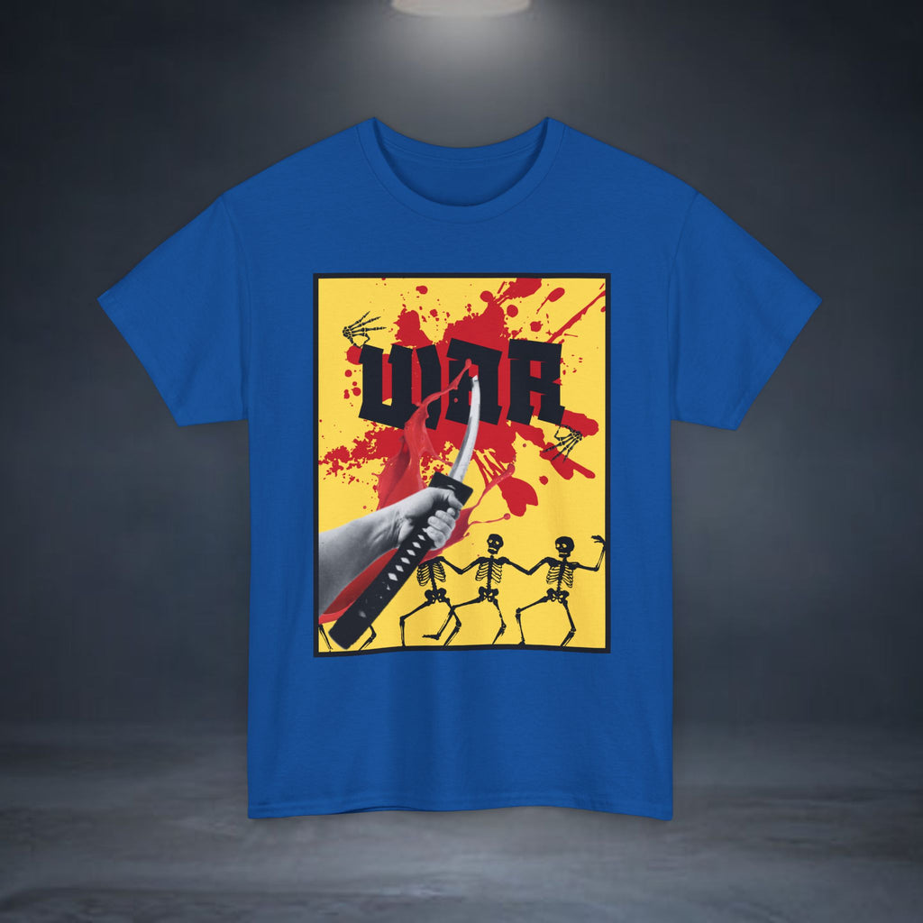 WAR T-Shirt — Retro Protest Graphic Tee ("WAR" Bottle & Skeletons)