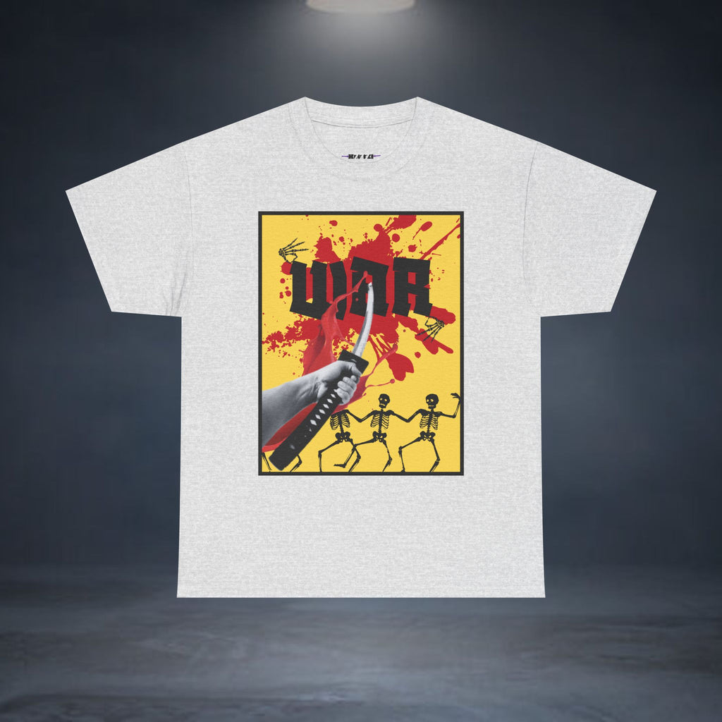 WAR T-Shirt — Retro Protest Graphic Tee ("WAR" Bottle & Skeletons)
