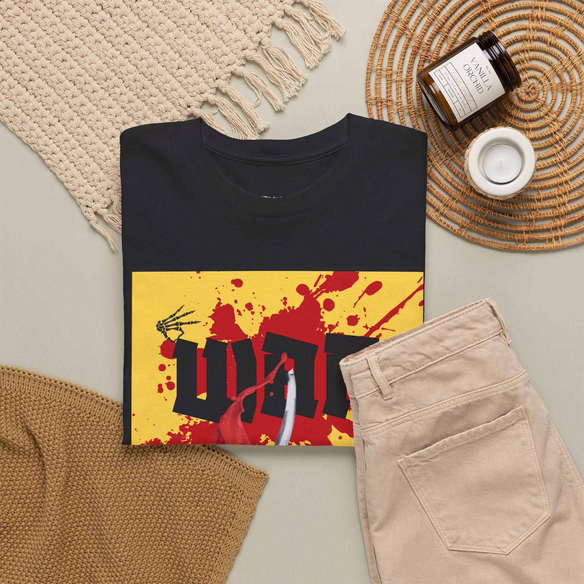WAR T-Shirt — Retro Protest Graphic Tee ("WAR" Bottle & Skeletons)