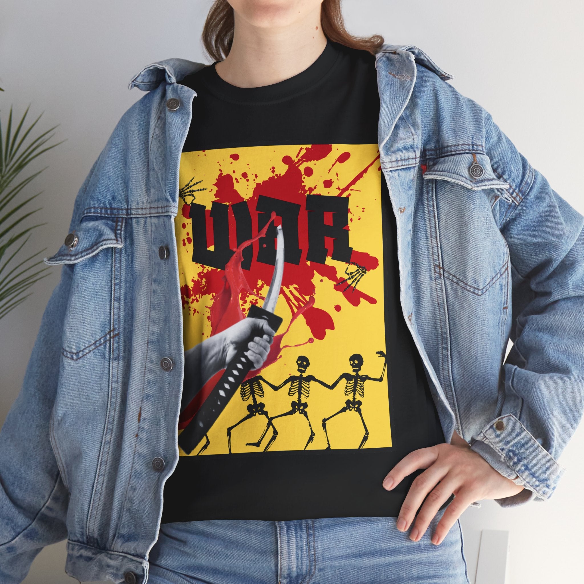 WAR T-Shirt — Retro Protest Graphic Tee ("WAR" Bottle & Skeletons)