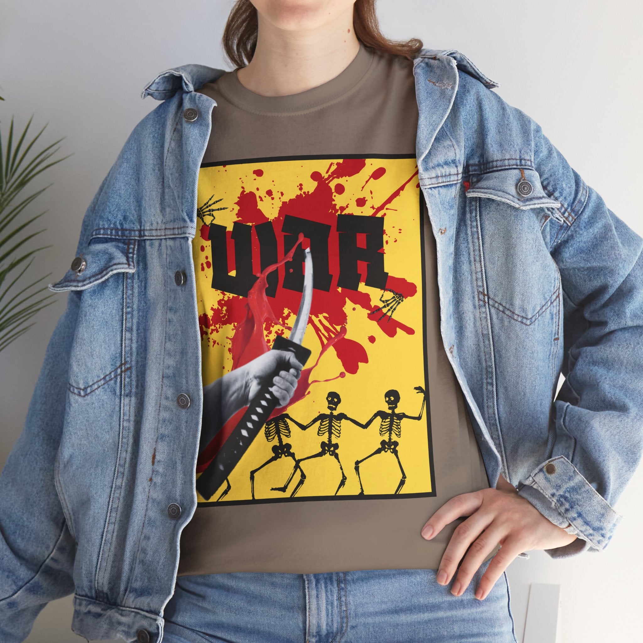WAR T-Shirt — Retro Protest Graphic Tee ("WAR" Bottle & Skeletons)