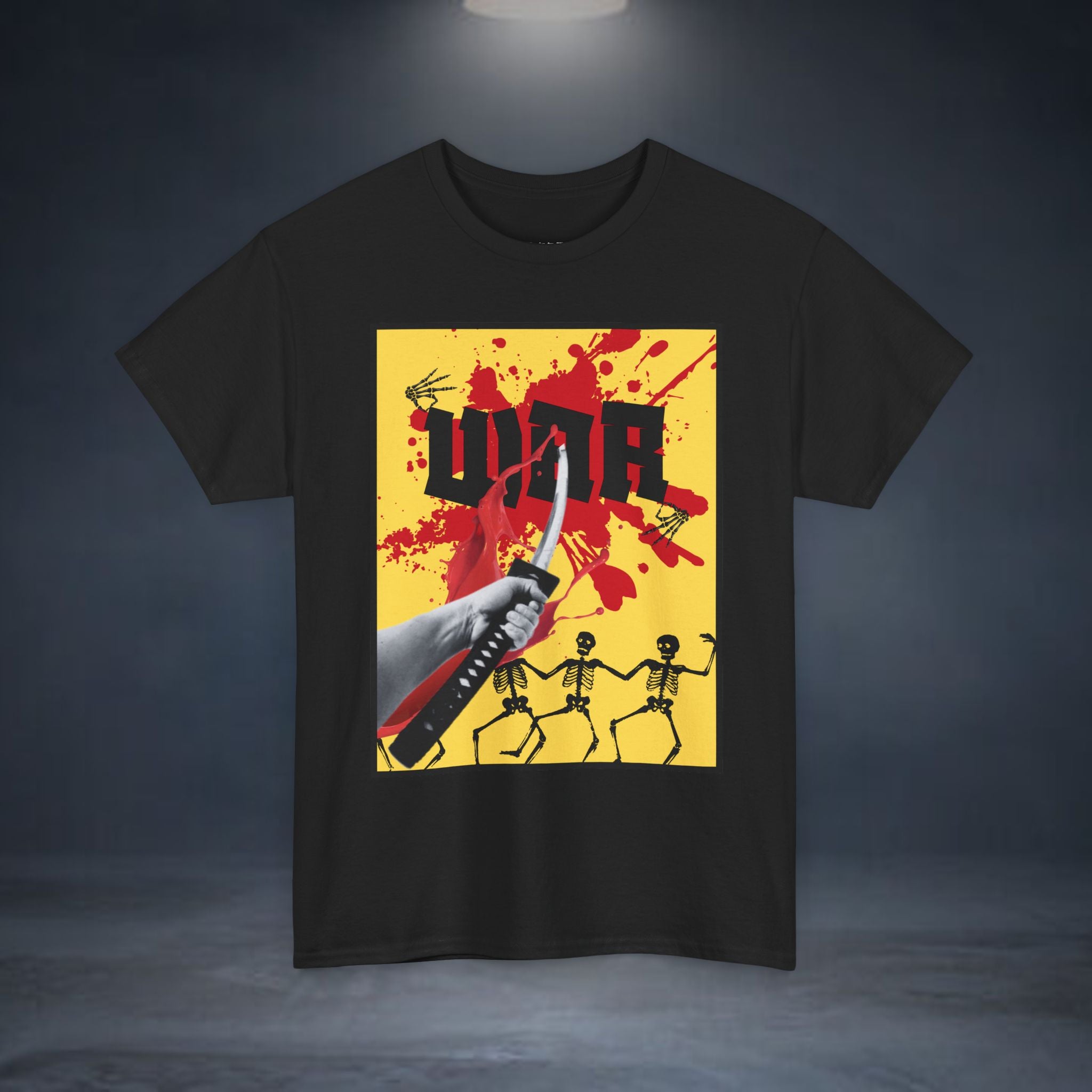 WAR T-Shirt — Retro Protest Graphic Tee ("WAR" Bottle & Skeletons)