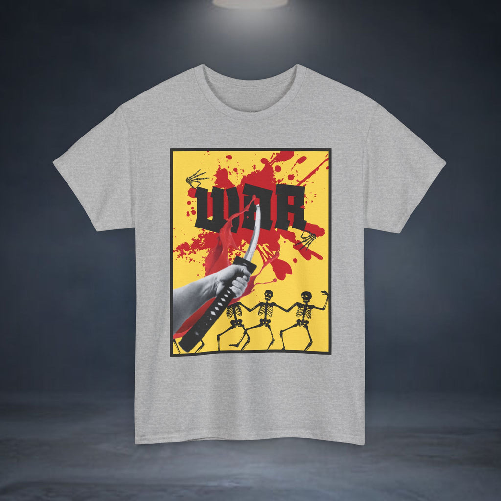 WAR T-Shirt — Retro Protest Graphic Tee ("WAR" Bottle & Skeletons)