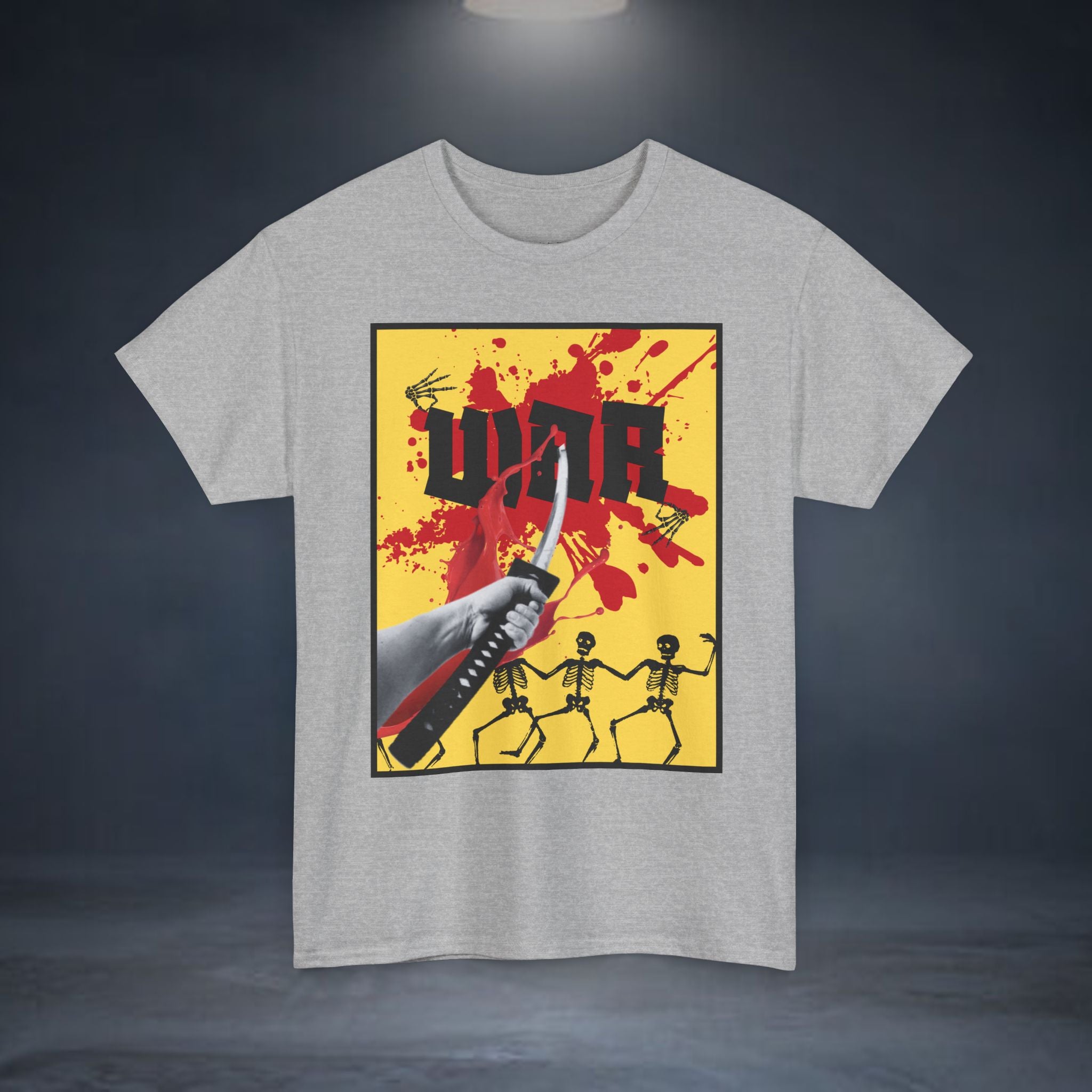 WAR T-Shirt — Retro Protest Graphic Tee ("WAR" Bottle & Skeletons)