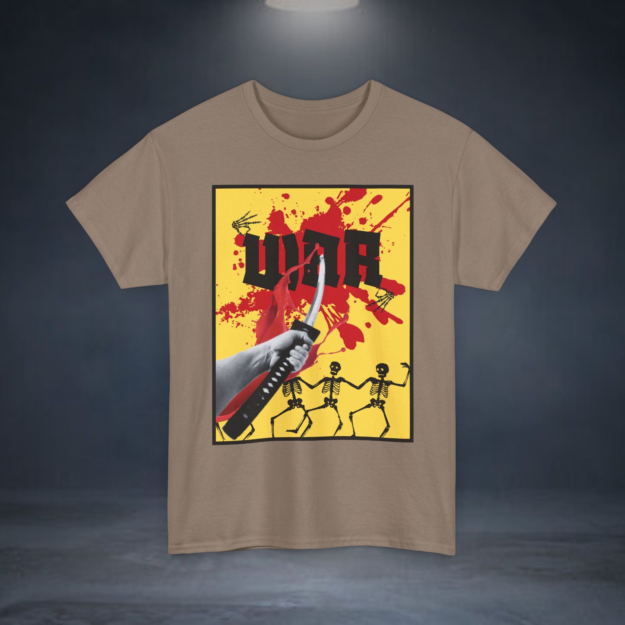 WAR T-Shirt — Retro Protest Graphic Tee ("WAR" Bottle & Skeletons)