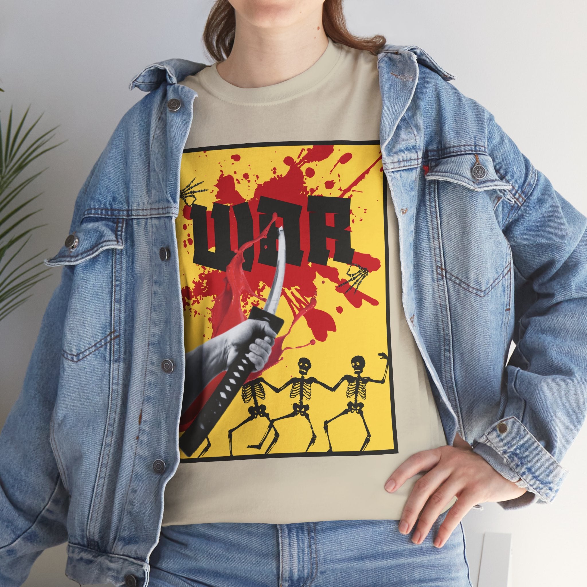 WAR T-Shirt — Retro Protest Graphic Tee ("WAR" Bottle & Skeletons)