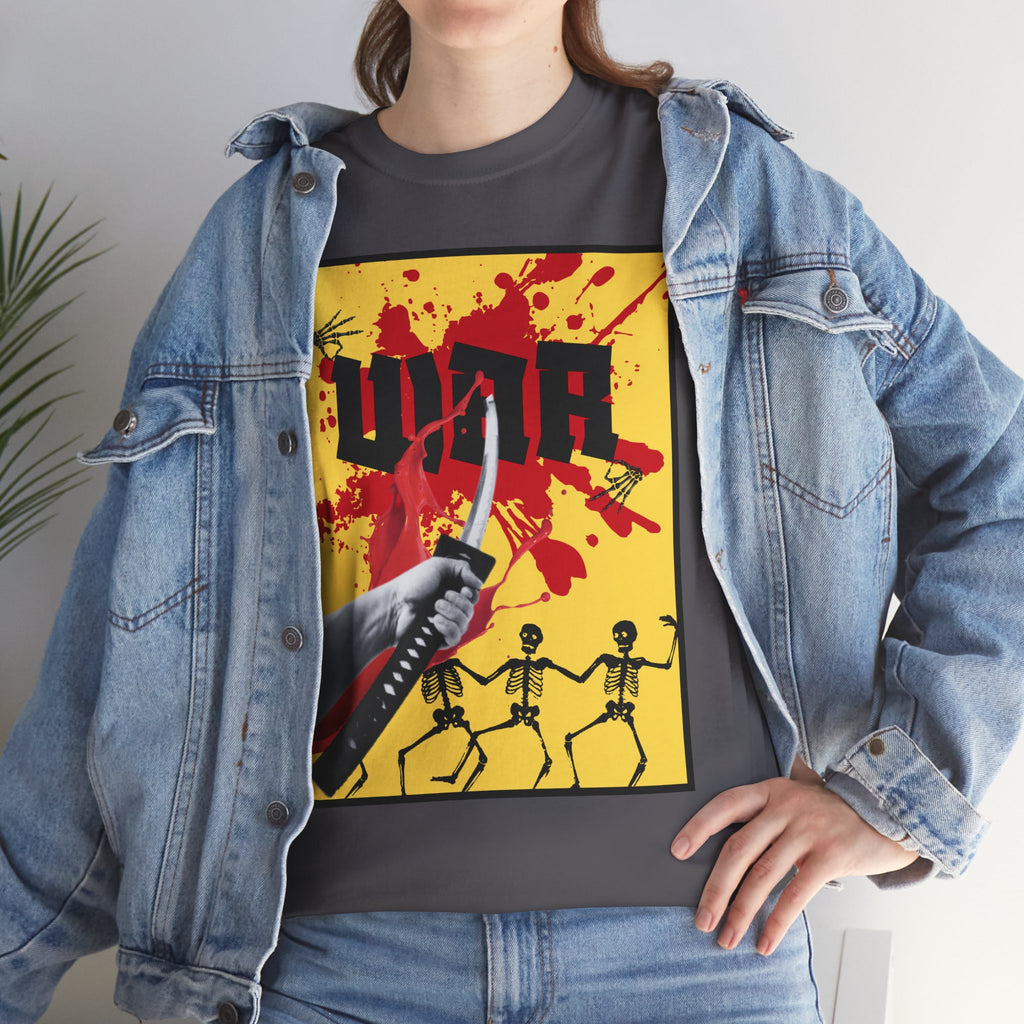 WAR T-Shirt — Retro Protest Graphic Tee ("WAR" Bottle & Skeletons)