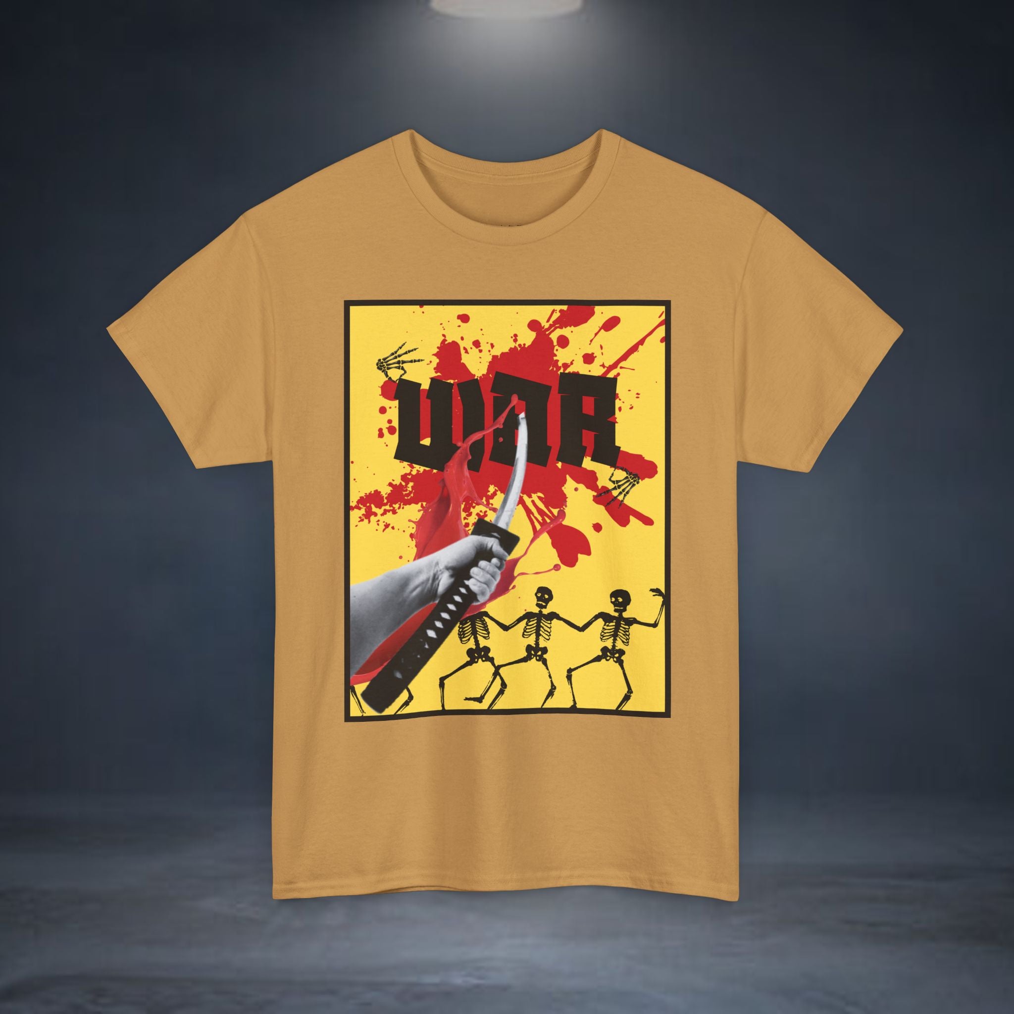 WAR T-Shirt — Retro Protest Graphic Tee ("WAR" Bottle & Skeletons)