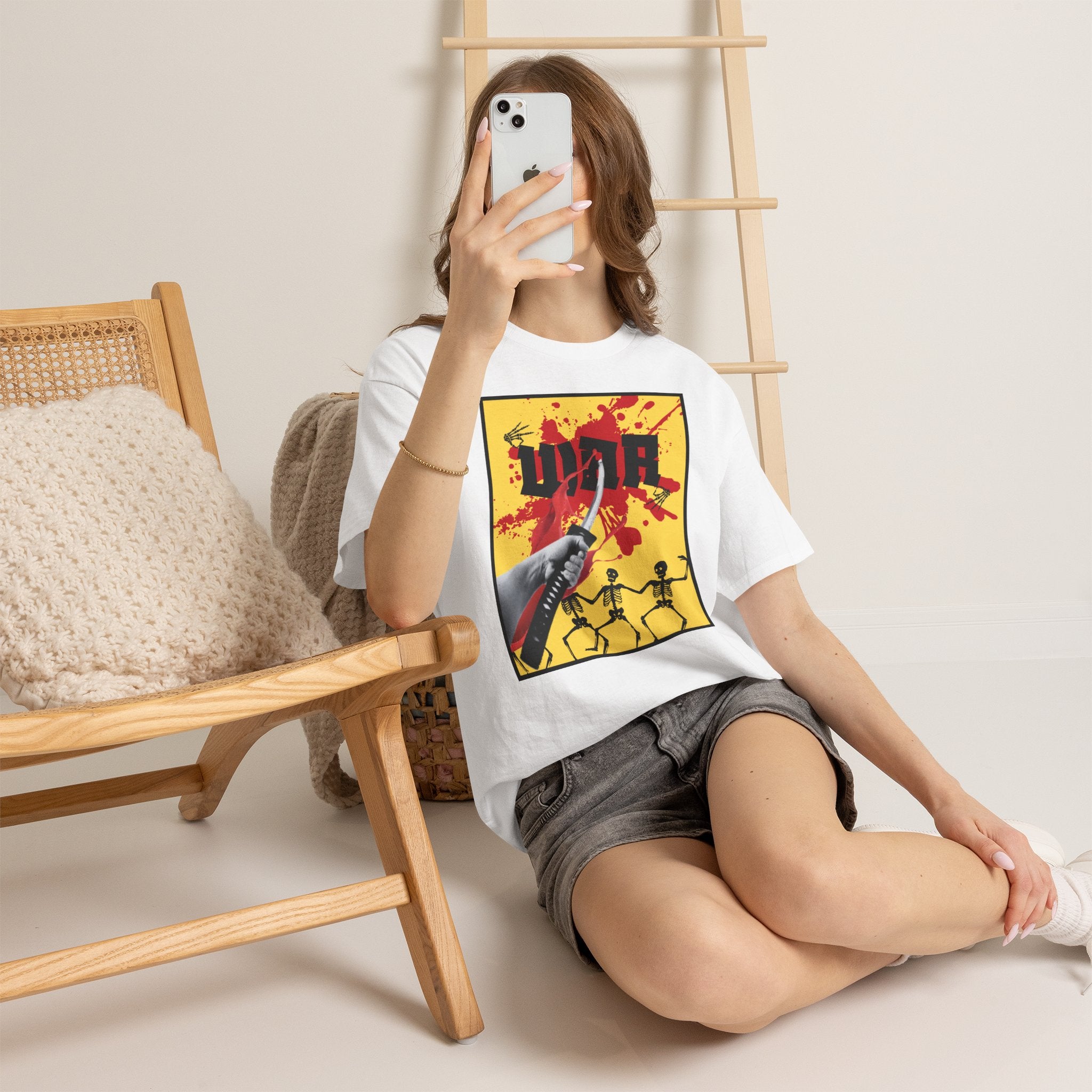 WAR T-Shirt — Retro Protest Graphic Tee ("WAR" Bottle & Skeletons)