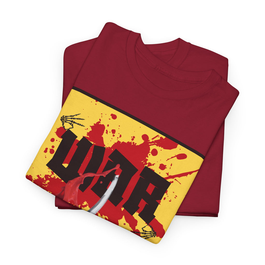 WAR T-Shirt — Retro Protest Graphic Tee ("WAR" Bottle & Skeletons)