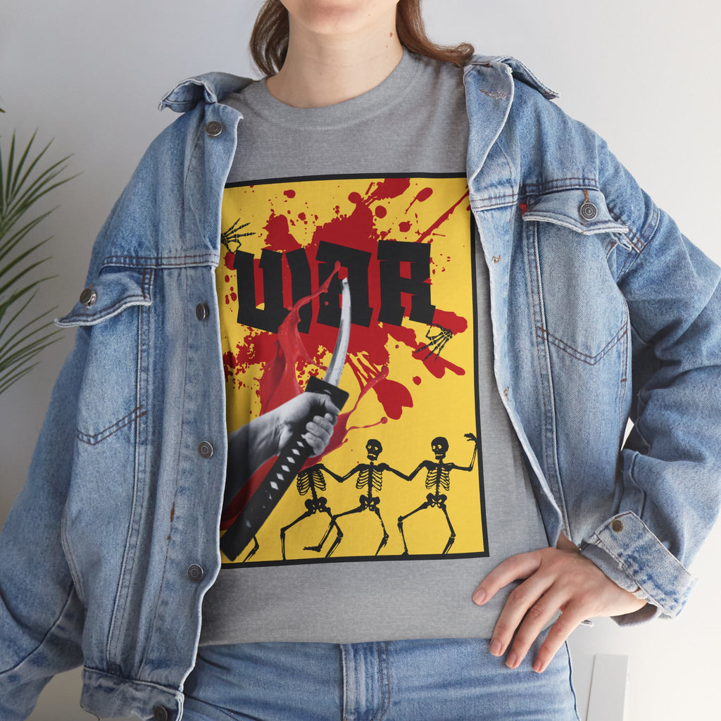 WAR T-Shirt — Retro Protest Graphic Tee ("WAR" Bottle & Skeletons)