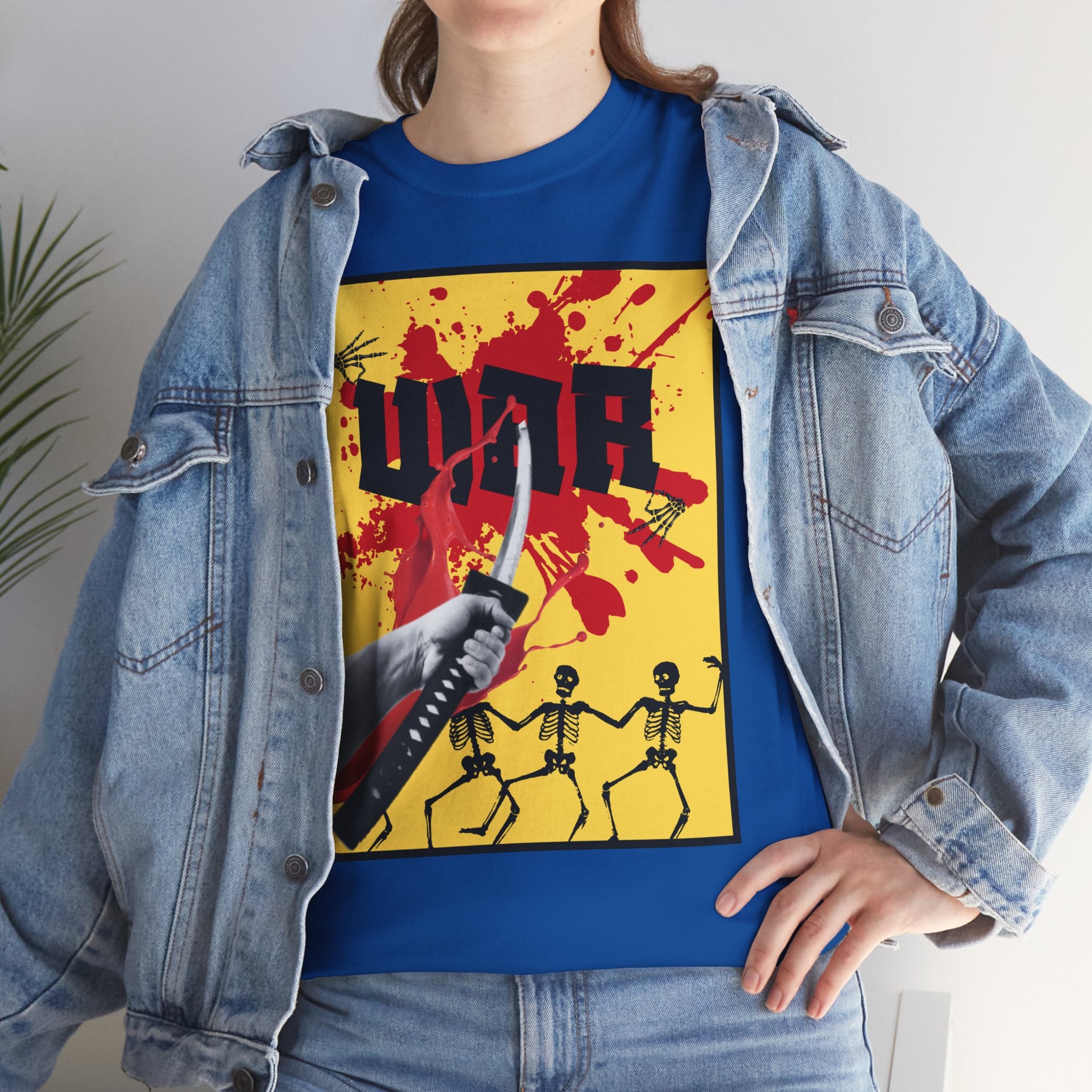 WAR T-Shirt — Retro Protest Graphic Tee ("WAR" Bottle & Skeletons)