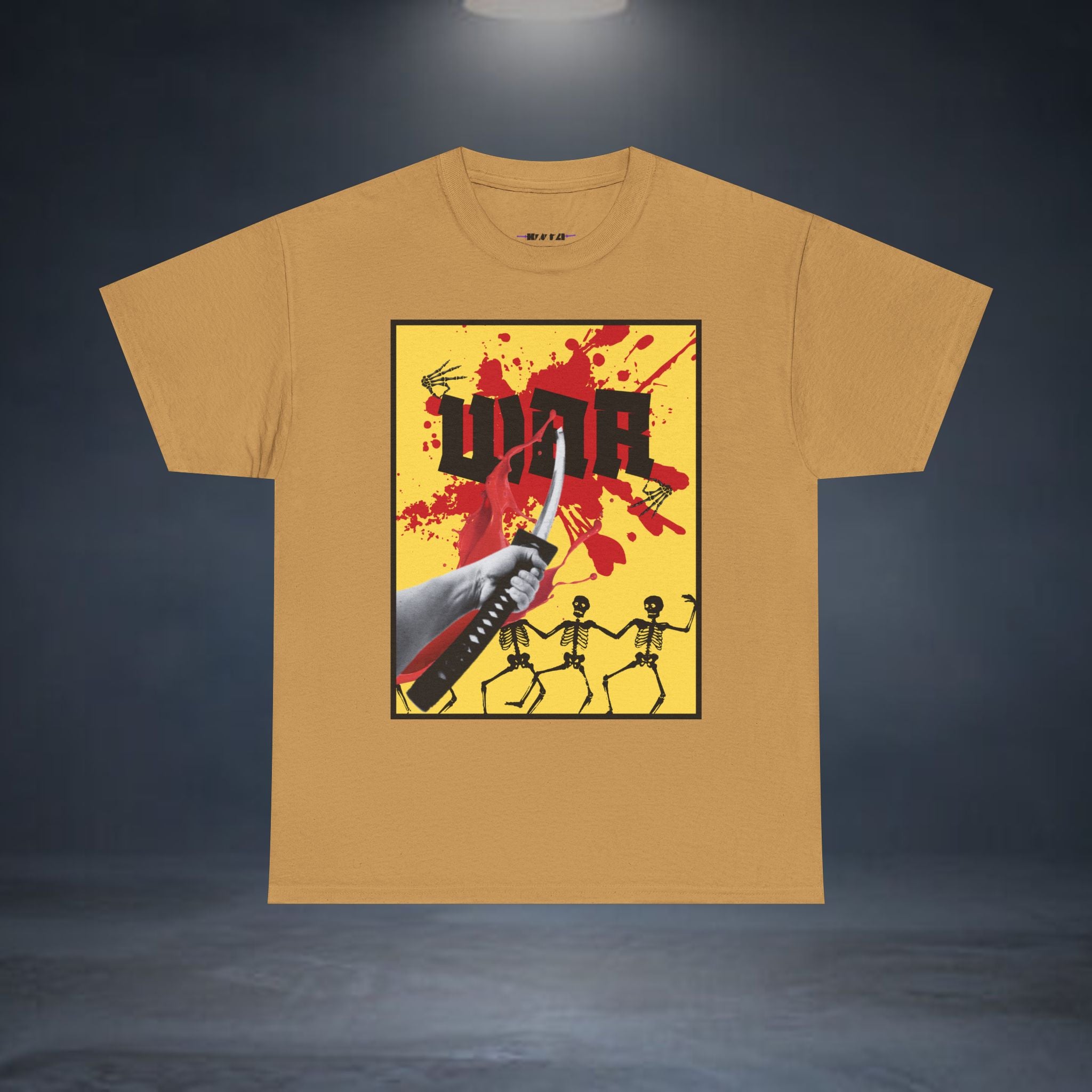 WAR T-Shirt — Retro Protest Graphic Tee ("WAR" Bottle & Skeletons)