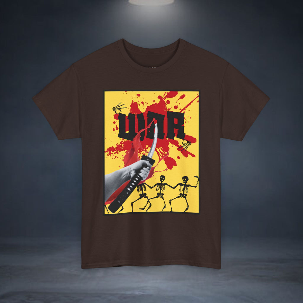 WAR T-Shirt — Retro Protest Graphic Tee ("WAR" Bottle & Skeletons)