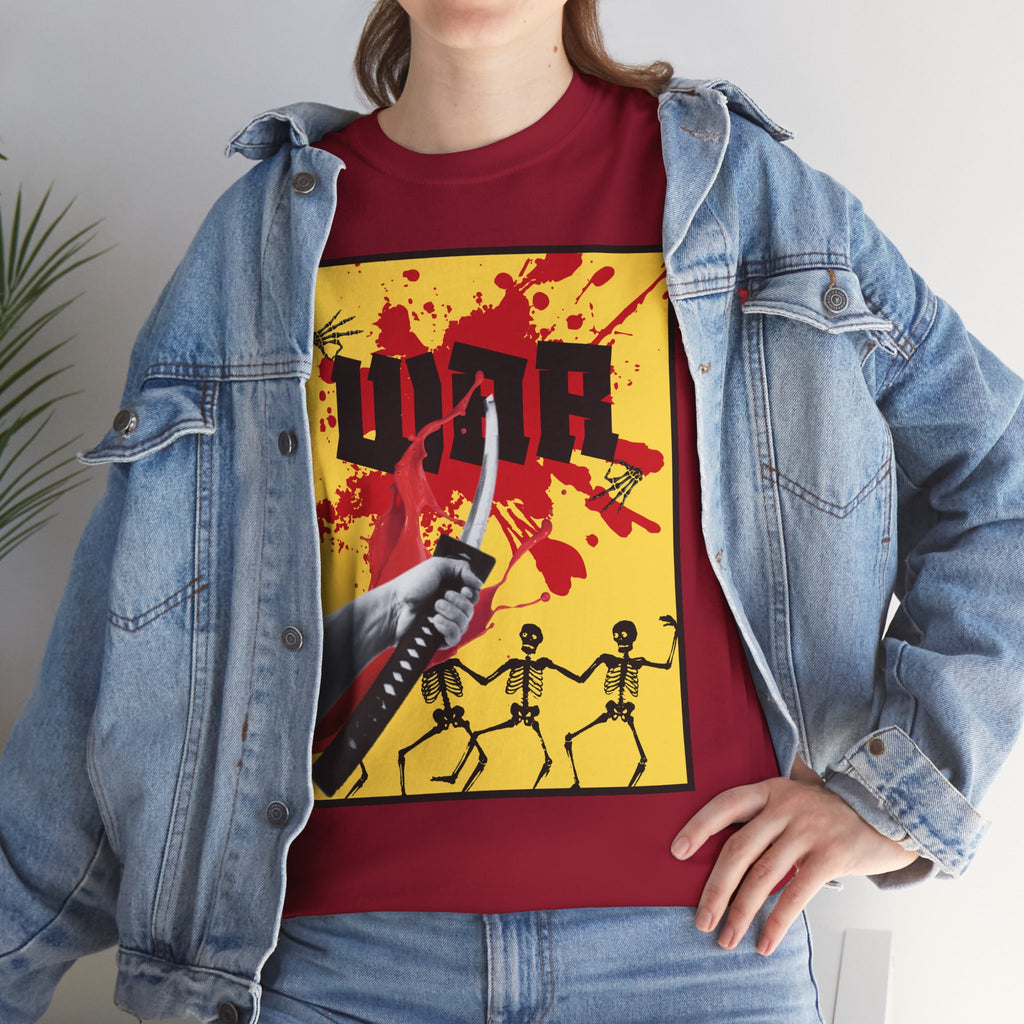 WAR T-Shirt — Retro Protest Graphic Tee ("WAR" Bottle & Skeletons)