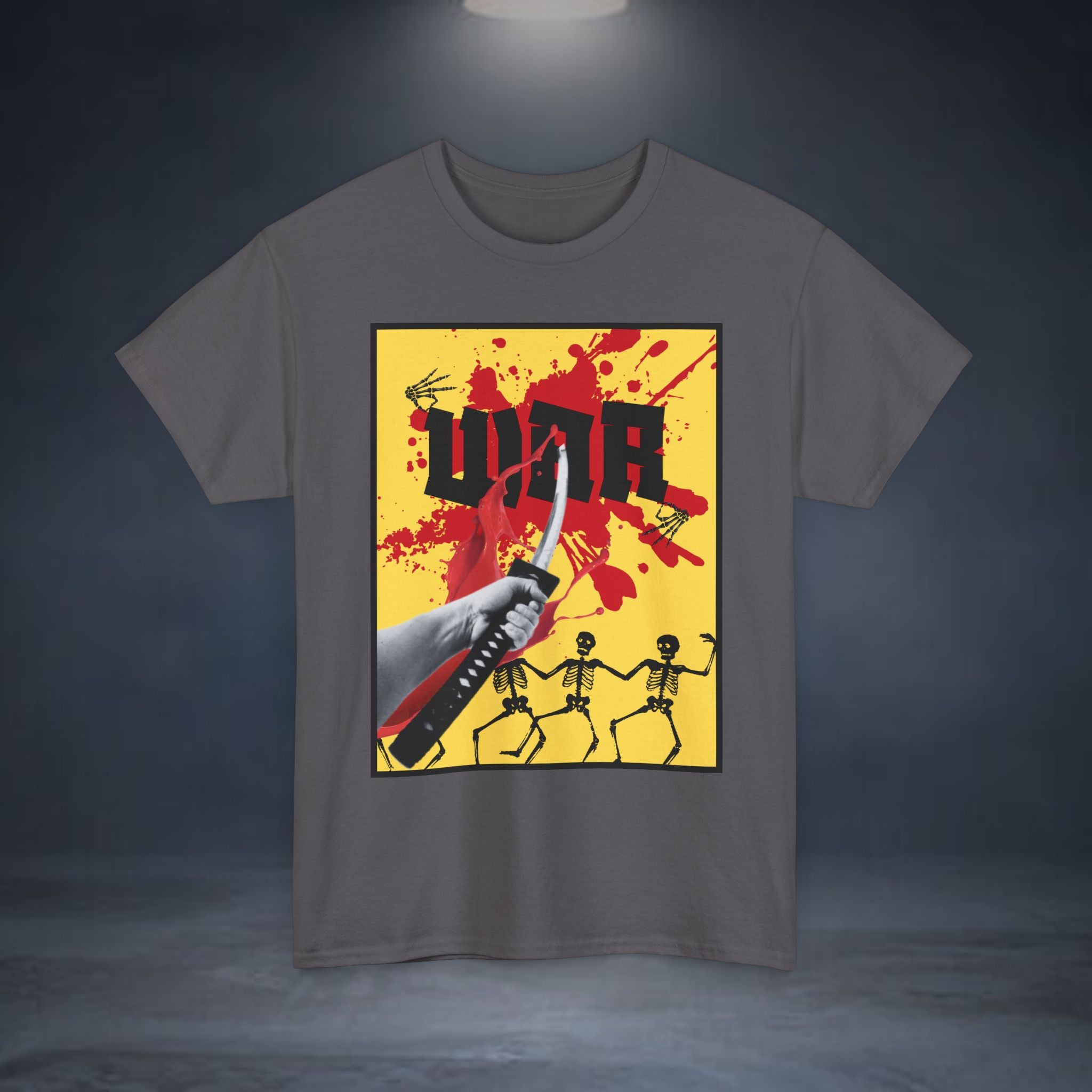 WAR T-Shirt — Retro Protest Graphic Tee ("WAR" Bottle & Skeletons)