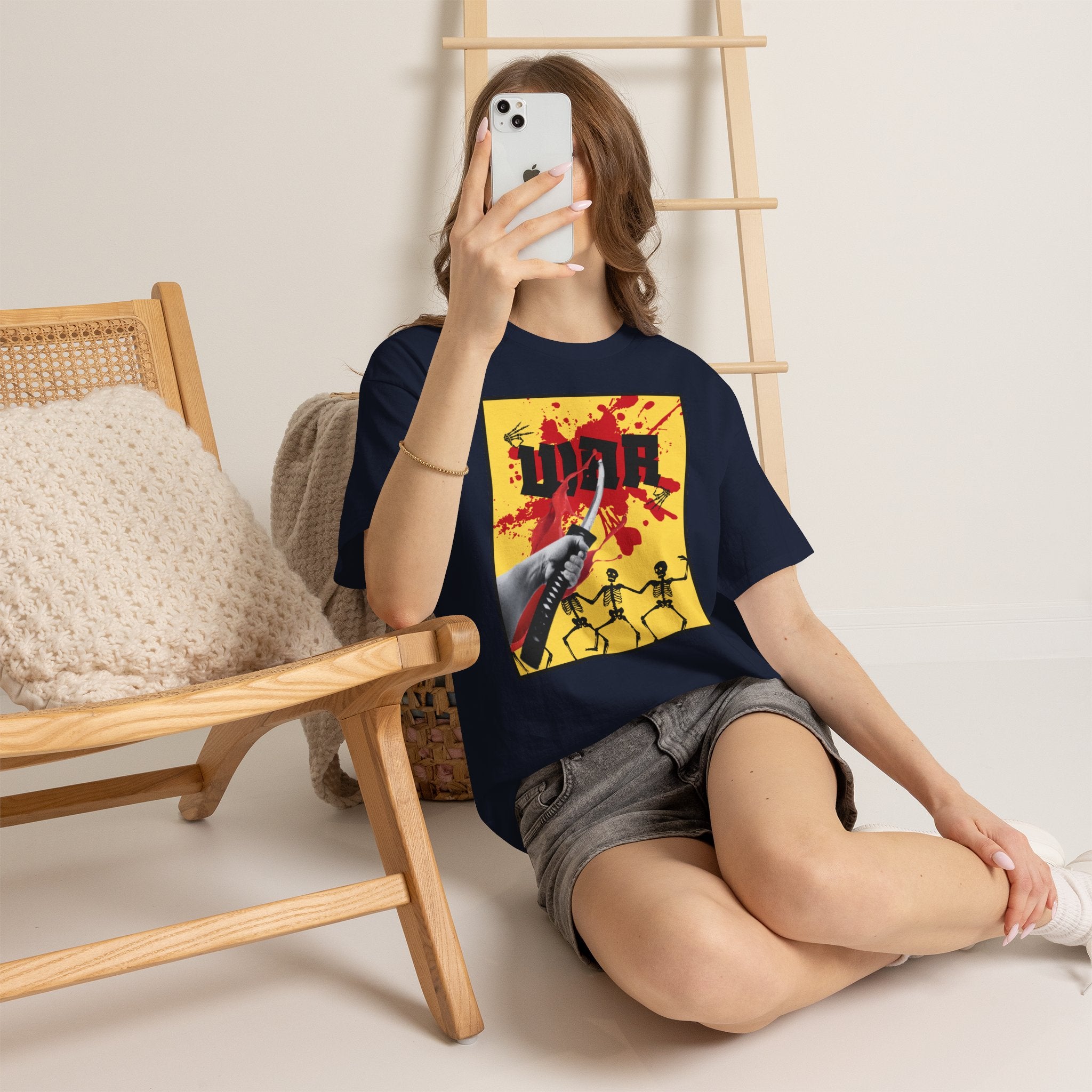 WAR T-Shirt — Retro Protest Graphic Tee ("WAR" Bottle & Skeletons)