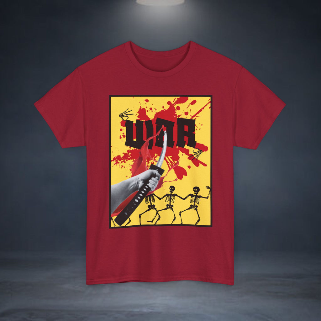 WAR T-Shirt — Retro Protest Graphic Tee ("WAR" Bottle & Skeletons)